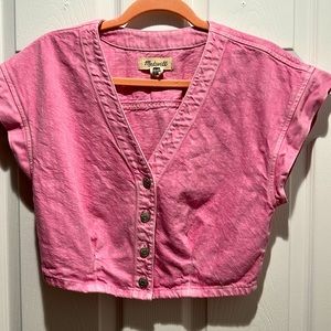 Madewell pink button front Jean vest top size 4